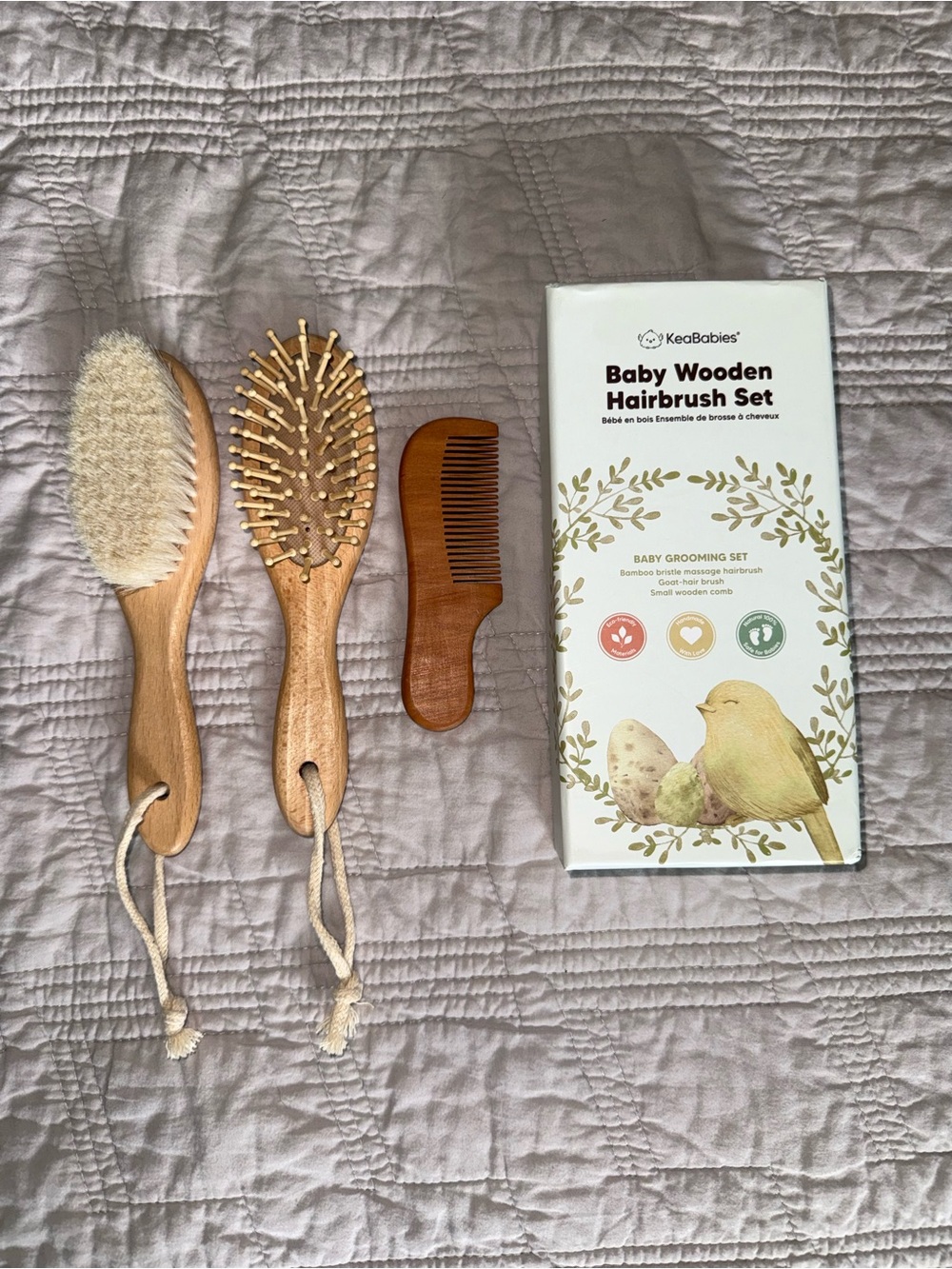 KeaBabies Baby Wooden Hairbrush Set
